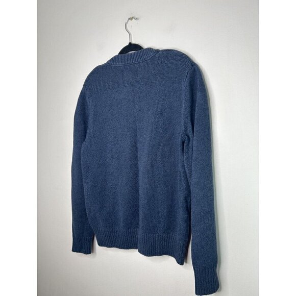 Eddie Bauer Sweater Men's Blue Tight Knit Button Cotton 90s Vintage Size Large - Picture 7 of 10